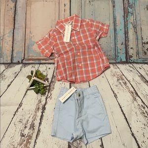 Janie and Jack button down and shorts 6-12 months